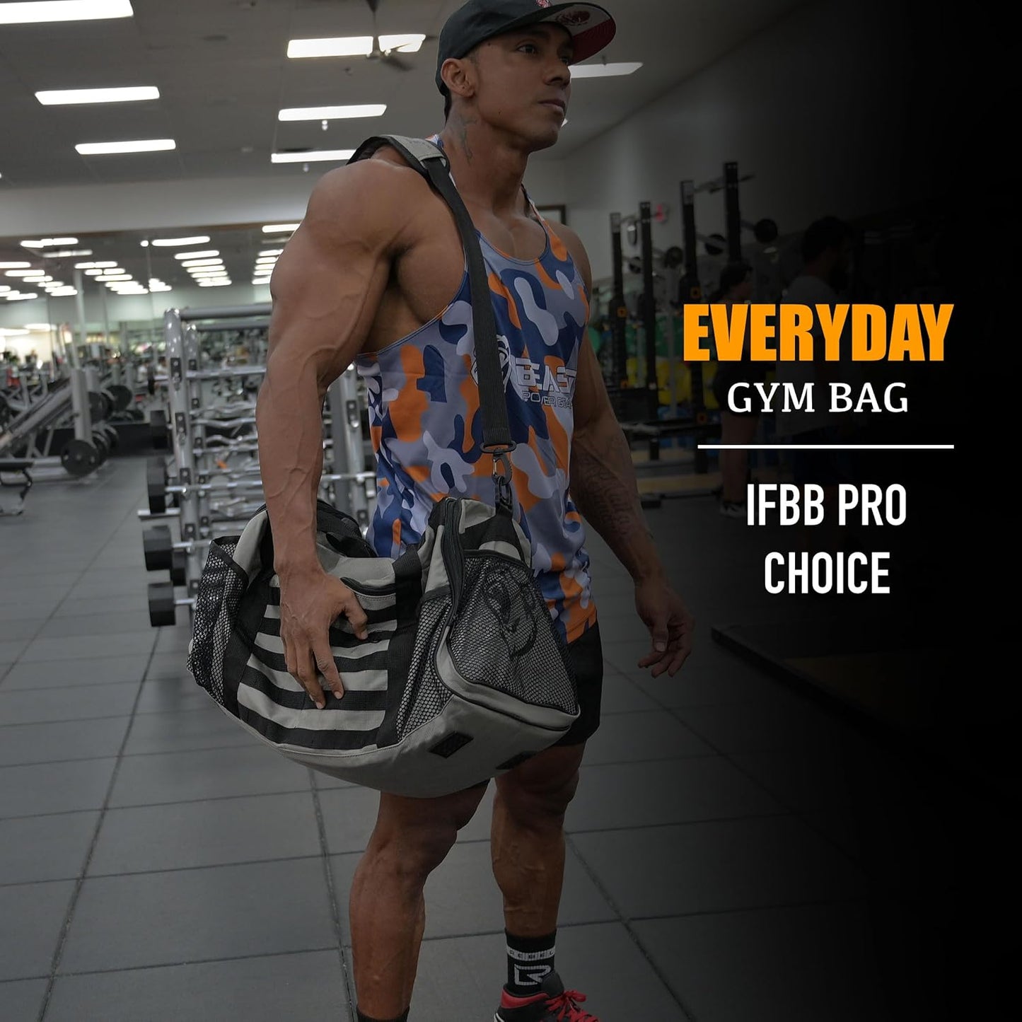 Duffel Gym Bag For Women with Shoe Compartment, Sports Bag with Zippered Pockets, Adjustable Straps Duffle Gym Bag For Men