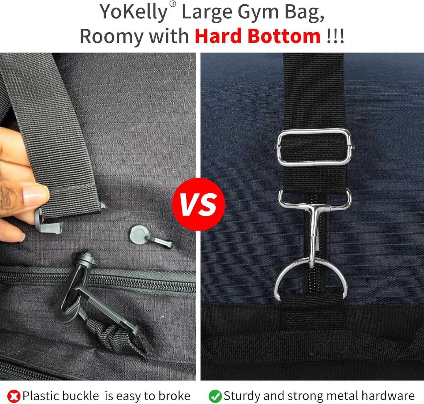 55L Large Duffle Bag for Men Travel - 25 inch Weekender Duffel Bag with Hard Bottom - Navy