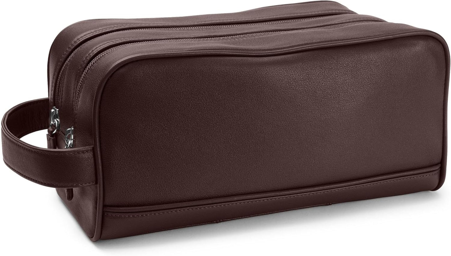 Leatherology Brown Double Zip Toiletry Bag