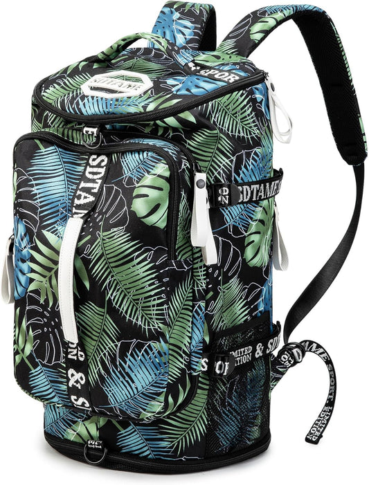 Gym Duffle Bag Backpack with Shoe Compartment,4 ways Travel Backpack for Women and Men,Multi-Functional Weekender bag with Waterproof Layer&Laptop Compartment for Fitness, Travel,Camping