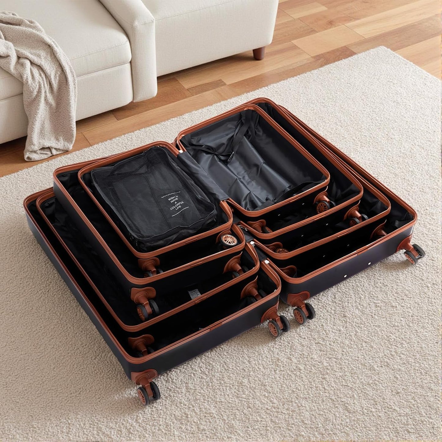 10 Piece Luggage Sets, 3 Piece Suitcase Set, 20 inch Carry on Luggage, 24 inch and 28 inch Checked Luggage with 7PC Packing Bags