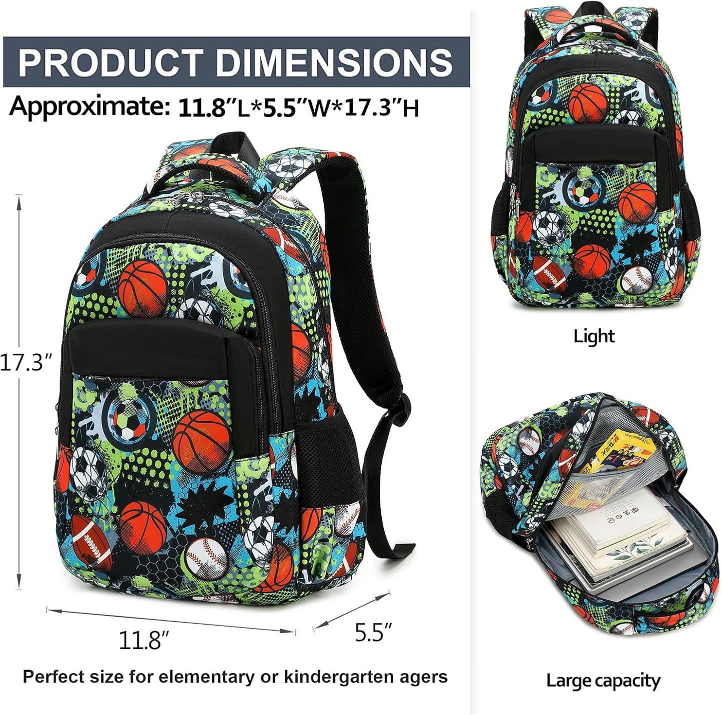 LEDAOU School Backpack for Boys Girls Kids Bookbag Elementary Primary Middle School Bag Travel Back Pack for Ages 6-14