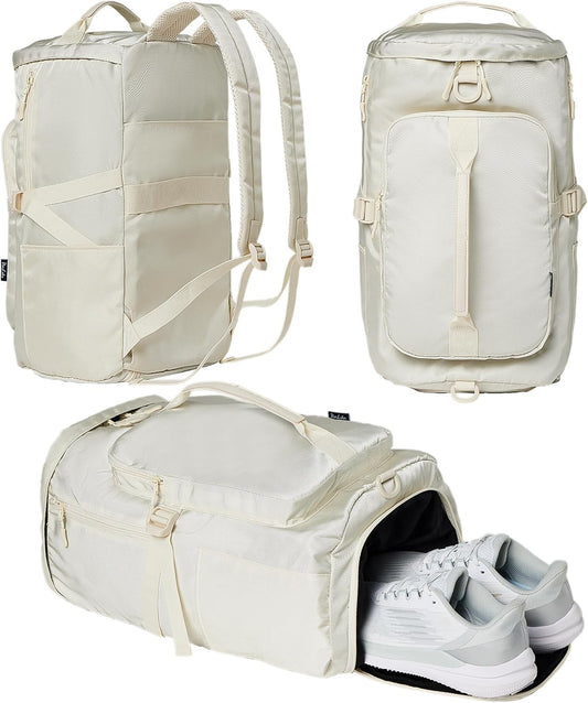 Gym Bag for Women with Shoe Compartment and Wet Pocket Convertible Gym Backpack workout Duffel Bag Multiple Pockets 30L