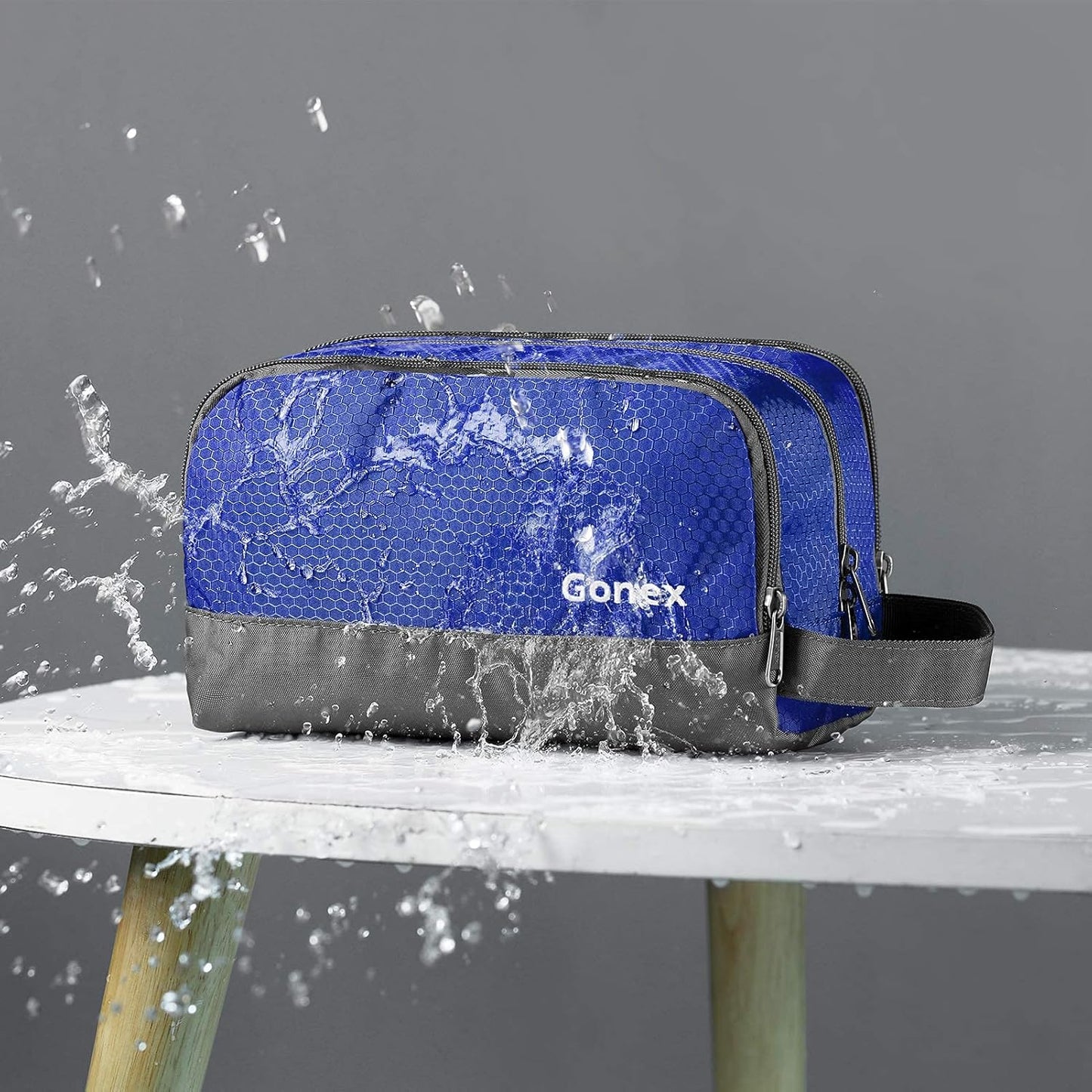 Gonex Travel Toiletry Bag Nylon, Shaving Bag Toiletry Organizer Blue