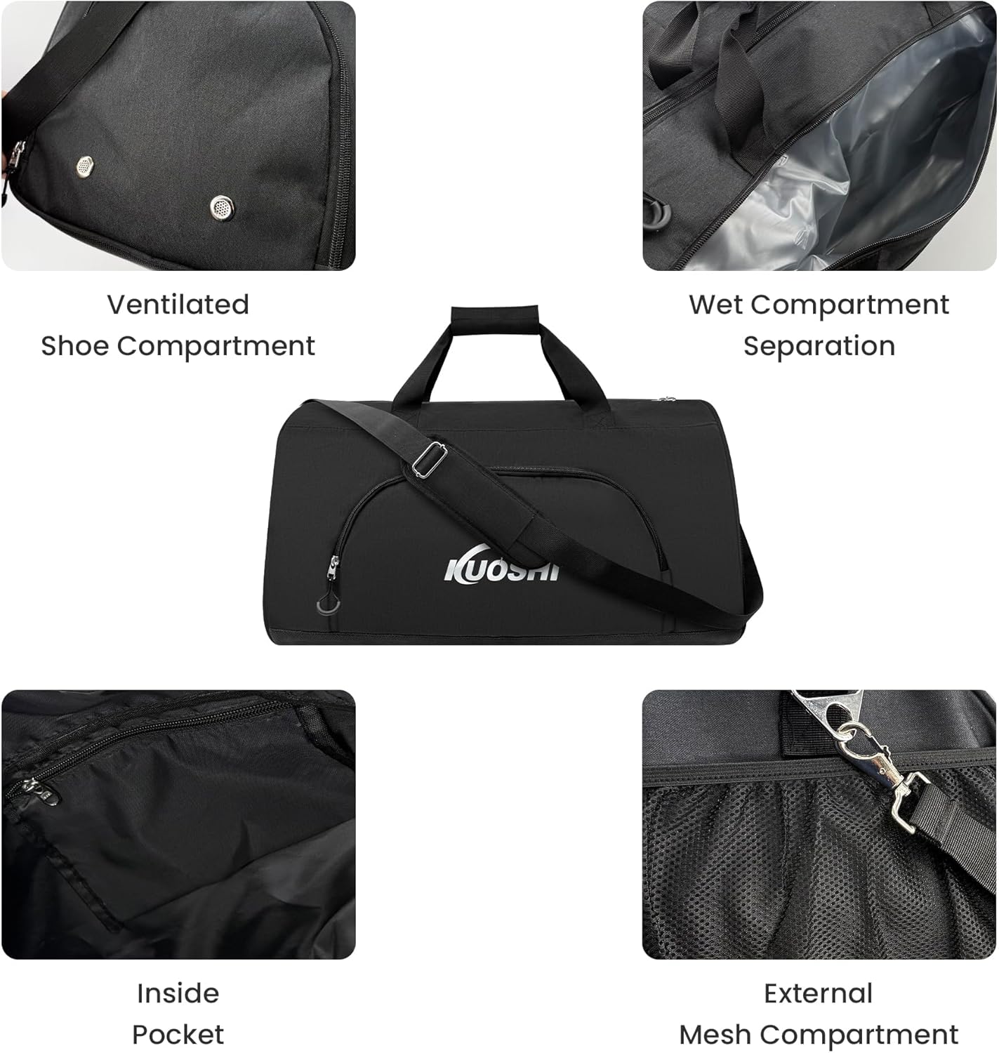Gym Duffle Bag for Men & Women Water-Resistant-Sports Travel Bag with Ventilated Shoe Compartment & Wet Pocket, 31L Large Weekender Overnight Bag