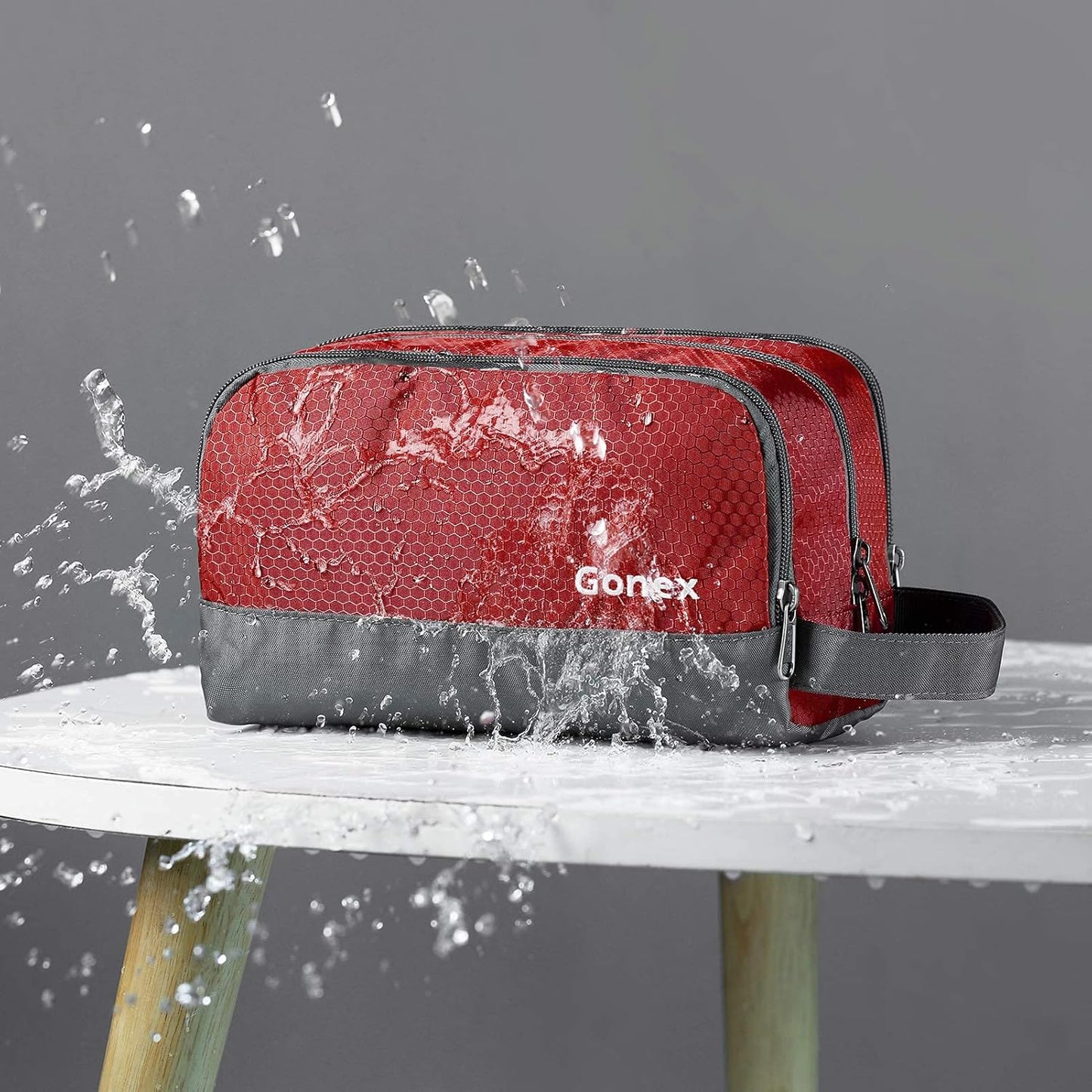 Gonex Travel Toiletry Bag Nylon, Shaving Bag Toiletry Organizer Red