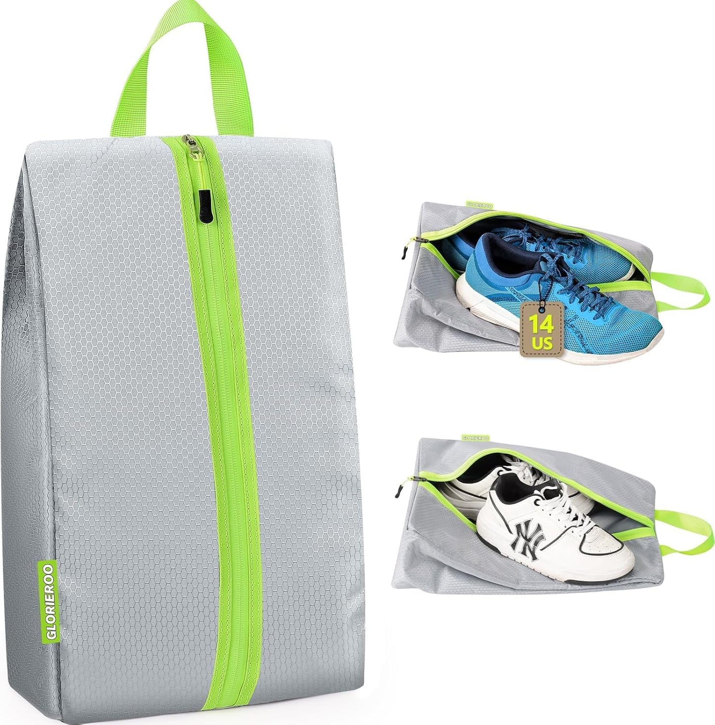 Smell Proof Shoe Bags for Travel-Soccer Cleat Bag Smell Proof with Active Carbon Fabric | Odor-Absorbing Water-Resistant Track Shoe bags for Sports (Grey, UP TO US14)