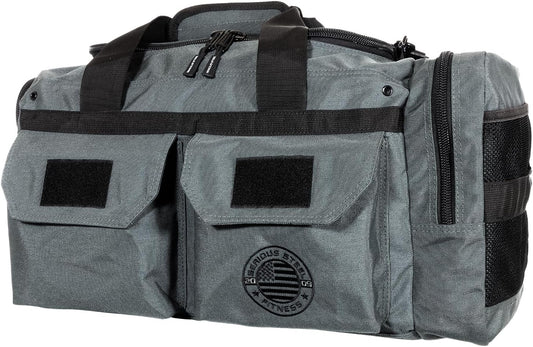 Serious Steel Fitness Gym Bag, 1000D Nylon Duffel Bag, Heavy Duty (Grey - Mid Bud 2.0)