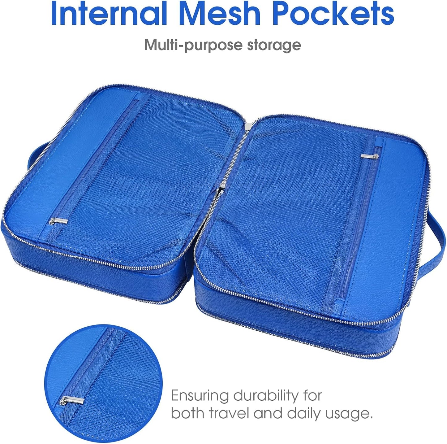 Clear Makeup Bag,Large Toiletry Case for Women,PU Leather Travel Cosmetic Bag,Detachable Makeup Case,Double Compartment Make up Organizer