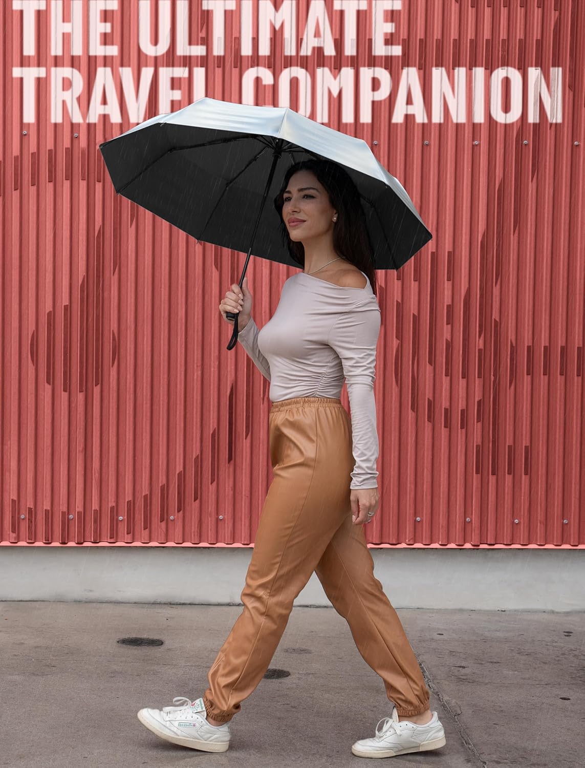 REPEL Windproof Travel Umbrella - Compact & Withstands Winds up to 85MPH , Strongest Premium Auto Folding Umbrella for Rain and Sun - Durable, Light & Portable for Women & Men , Fits Backpack & Cars