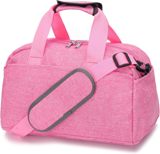 14 inch Small Gym Bag for Women & Men, Mini Duffel Bag for Travel Sports Lightweight Carry On Bag (Rose)