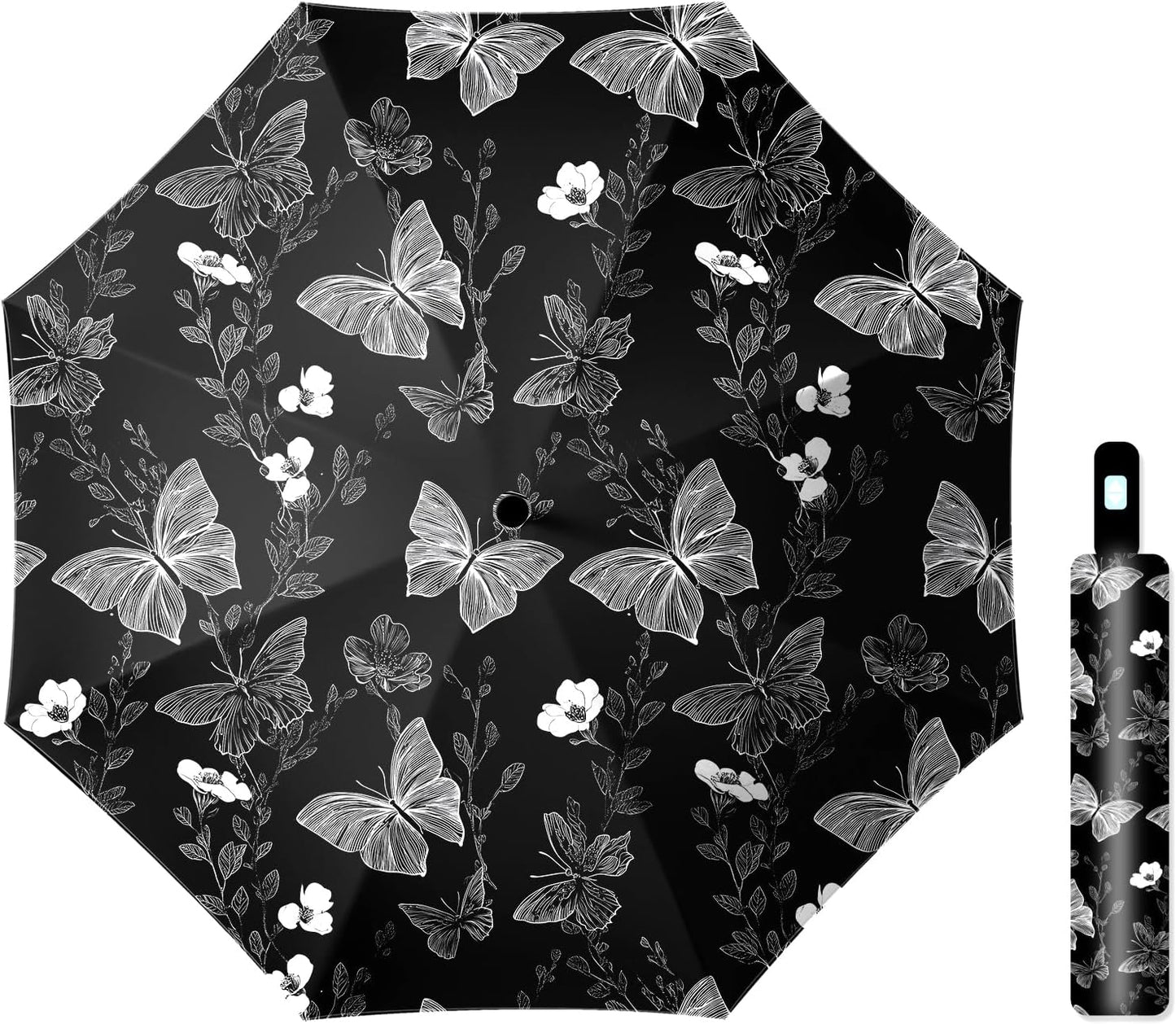 Small Travel Folding Umbrella for Girl, Portable, UV, SunShade, Compact, Automatic, Rain & Wind