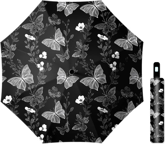 Small Travel Folding Umbrella for Girl, Portable, UV, SunShade, Compact, Automatic, Rain & Wind