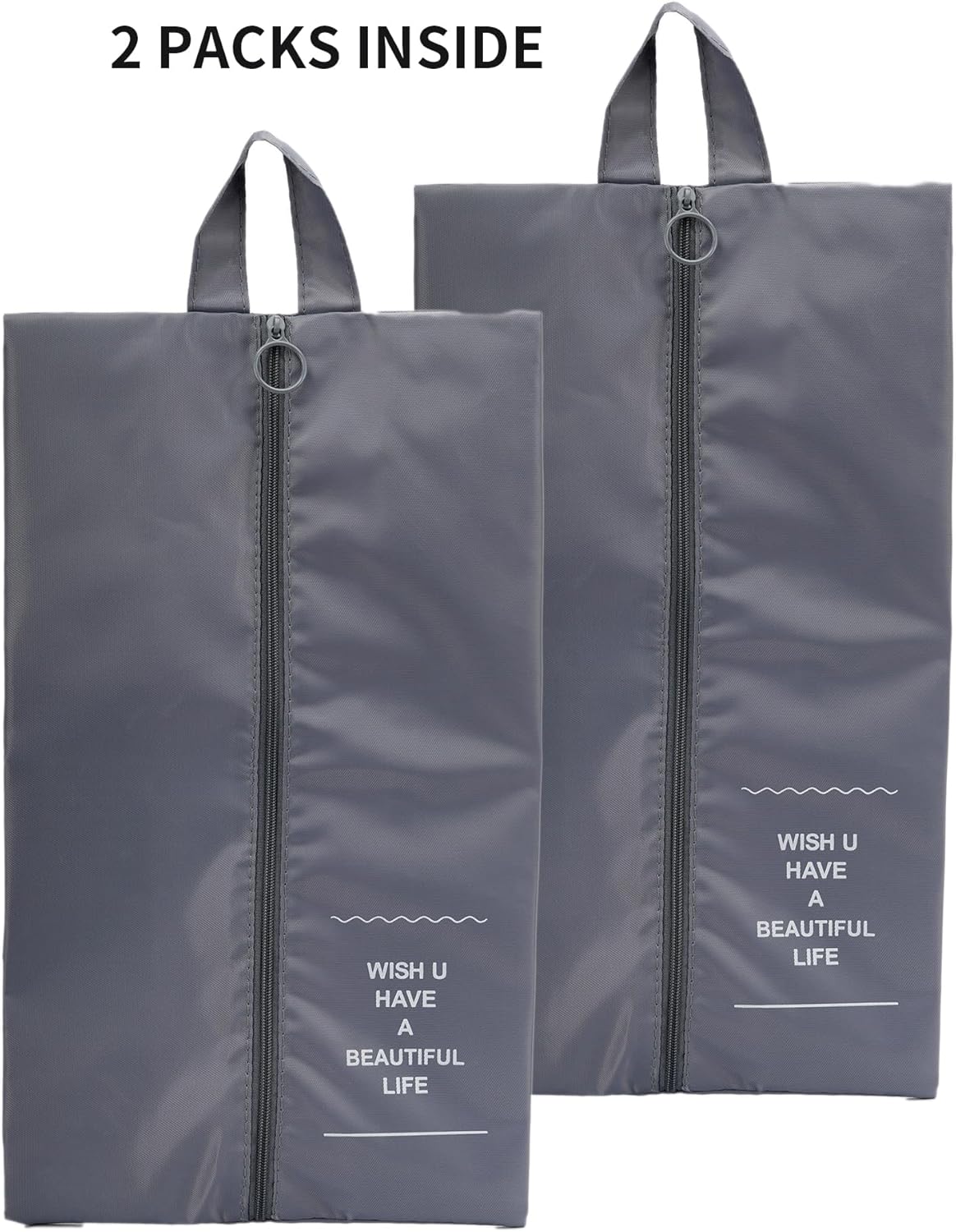 Shoe Bags for Travel, 2 Pack Large Multi-color Shoe Bags for Men Women, Waterproof Portable Shoe Organizer bag with Sturdy Zipper (Grey)