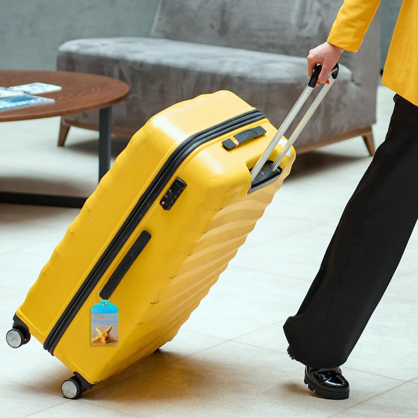 2 Pack Beach Shells Luggage Tag for Suitcase,Starfish PU Leather Suitcase Tags Identifiers with Privacy Name Address Labels and Steel Loop for Women Men Travel