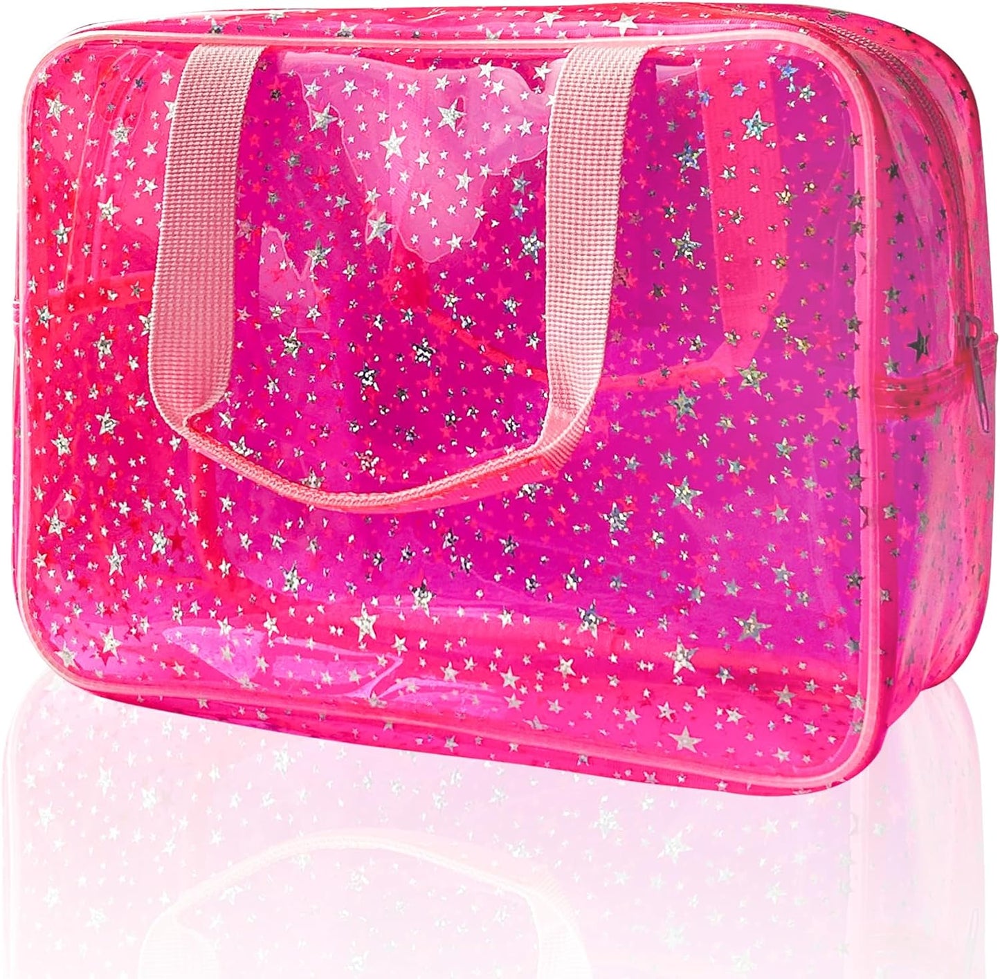ONEART Waterproof PVC Cosmetic Bag - Clear Makeup Pouch for Travel Toiletry Organizer - Wrinkle-Resistant & Lightweight (1-Pack) (Pink)