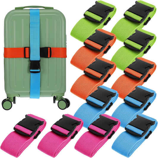 12 Pack Luggage Straps Suitcase Belts Straps Wide Adjustable Packing Straps Travel Belts Accessories for Business Traveling Packing
