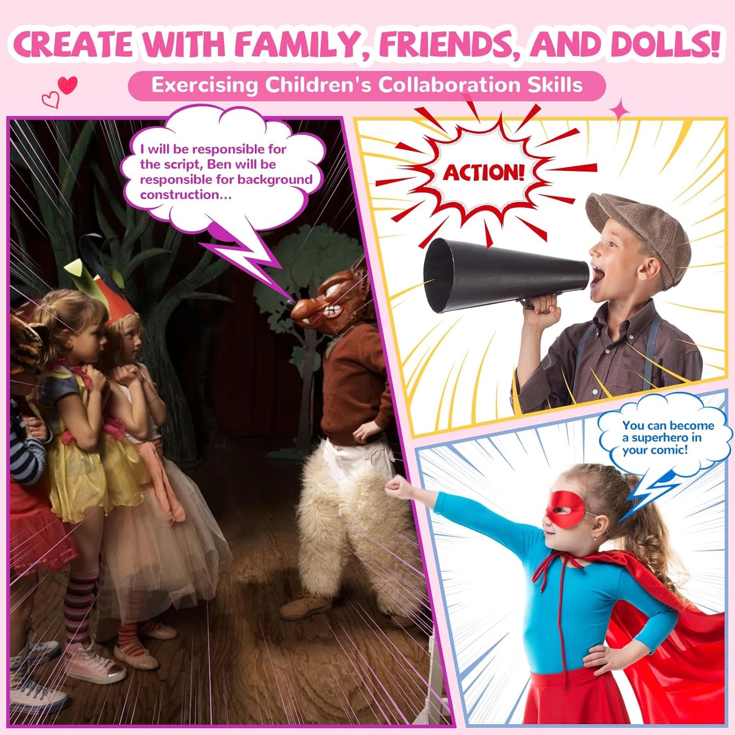 Instant Print Camera for Kids - Christmas Birthday Girls Gifts for Age 3 4 5 6 7 8 9 10 Year Old, 2.4 Inch Screen Kids Instant Camera, Kid Digital Video Cameras Toys with 32 GB SD Card