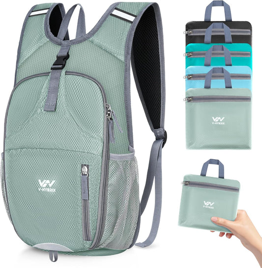 15L Foldable Hiking Backpack,Lightweight Packable Waterproof Machine Washable Daypack with Chest Strap,Small Folding Pack for Travel/Walking for Men&Women-0.52LB Grey