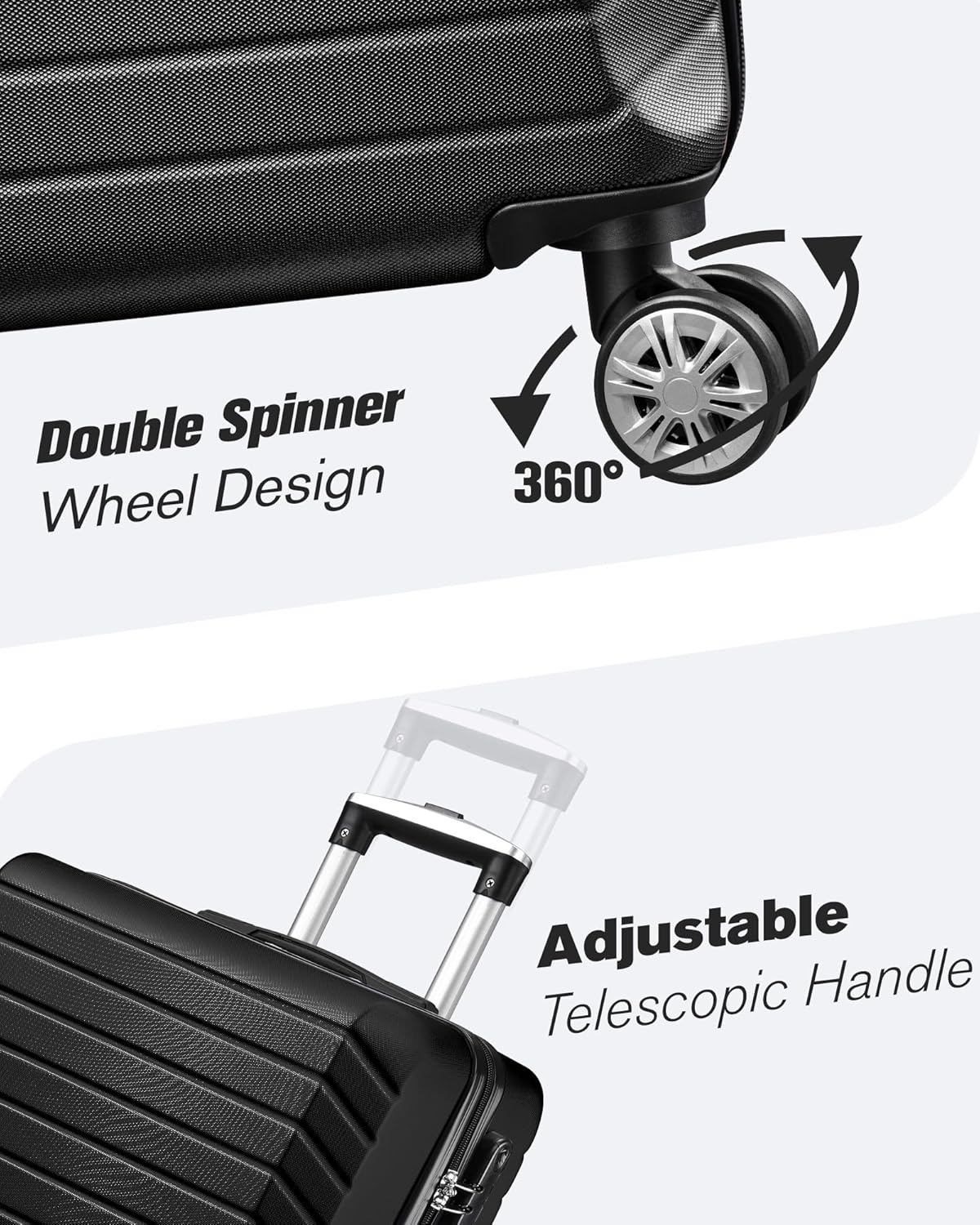 10 Piece Luggage Sets, 3 Piece Suitcase Set, 20 inch Carry on Luggage, 24 inch and 28 inch Checked Luggage with 7PC Packing Bags