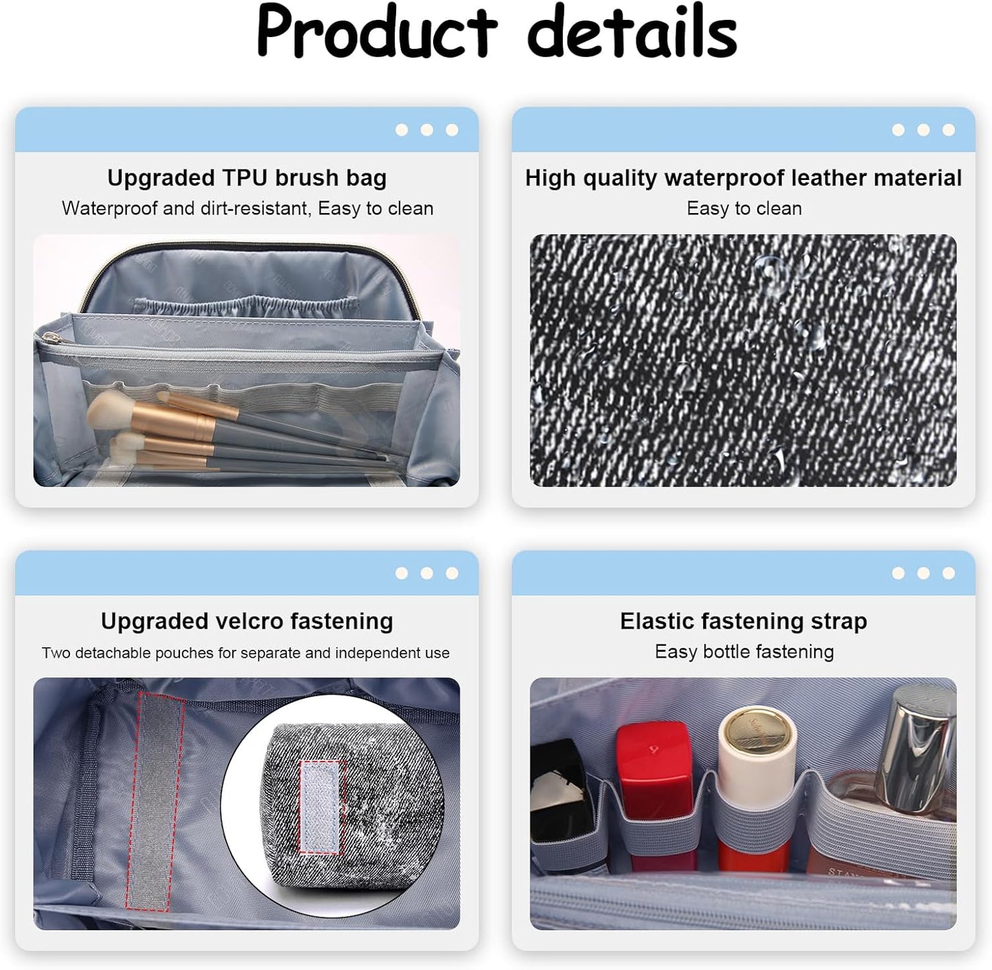 BOYATU Travel Makeup Bag Cosmetic Bags for Women: 3 Sets Large Capacity Make up Bag - Portable Toiletry Bags with Handle for Women(F-3-Black)