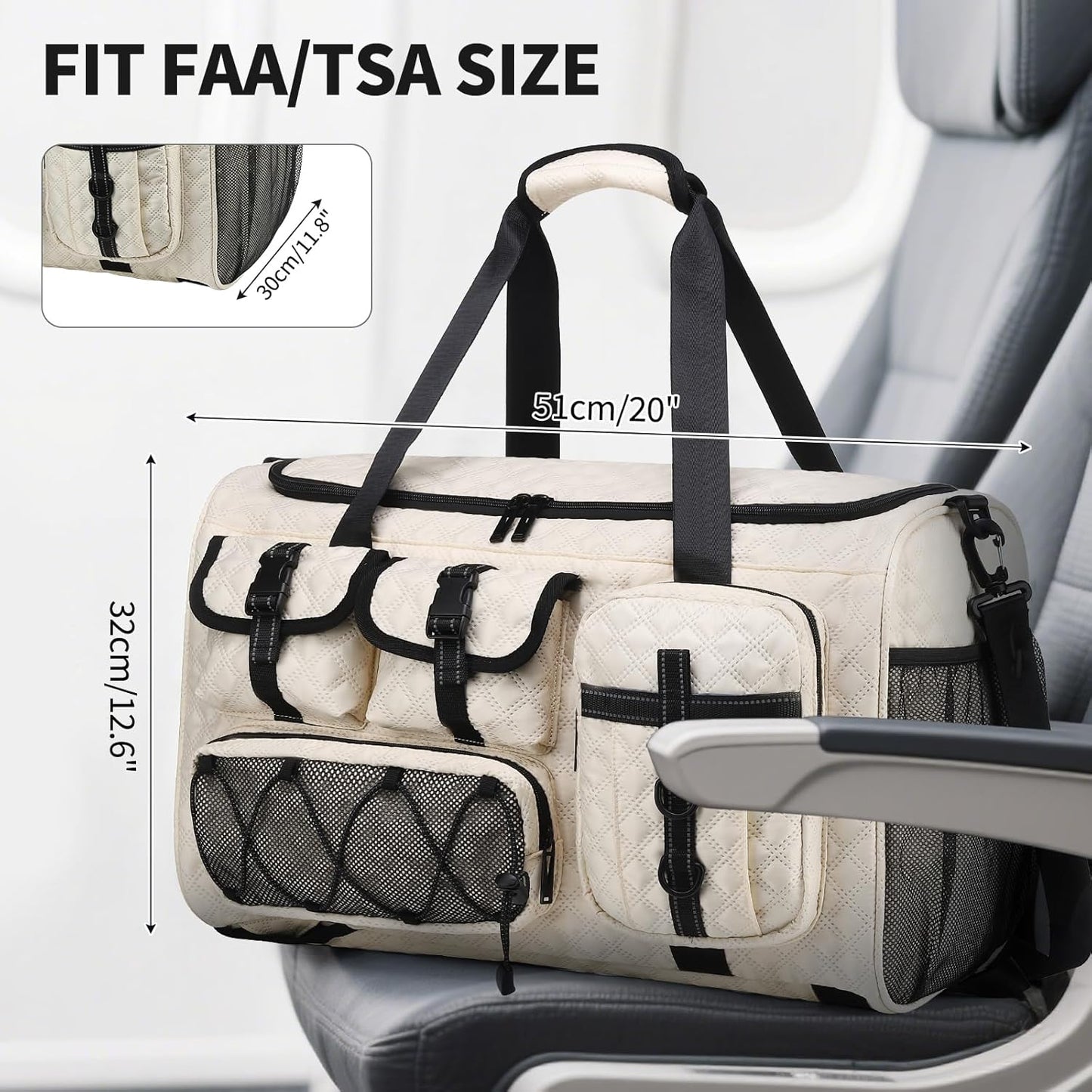 Gym Bag for Men Women, 40L Sport Duffel Bag, Anti-Theft Overnight Backpack W/Shoe Compartment for Fitness Travel, White