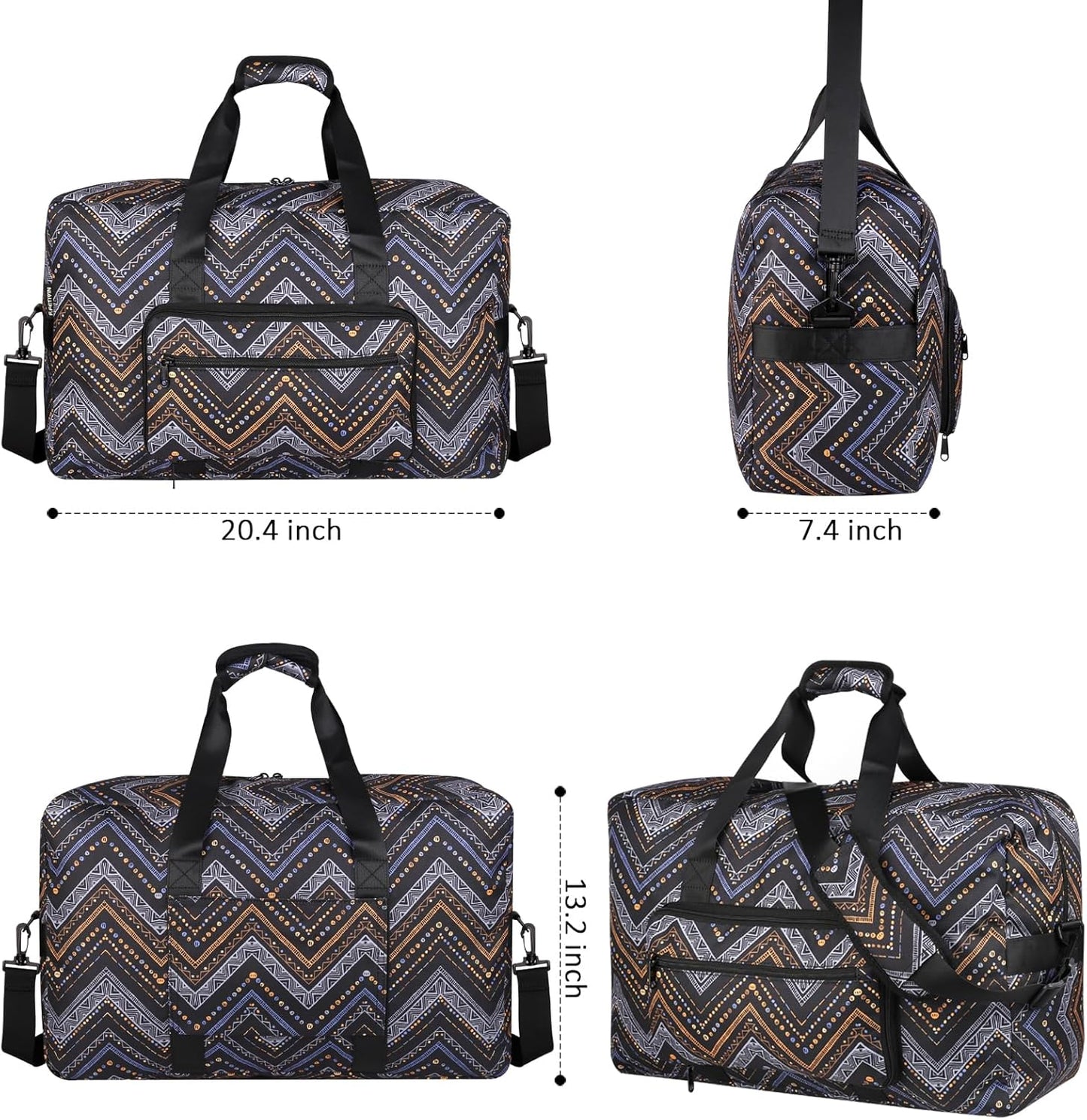 F.FETIVIN Weekender Bag Carry On Travel Duffle Medium Overnight Bag for Women (Wavy Stripes)