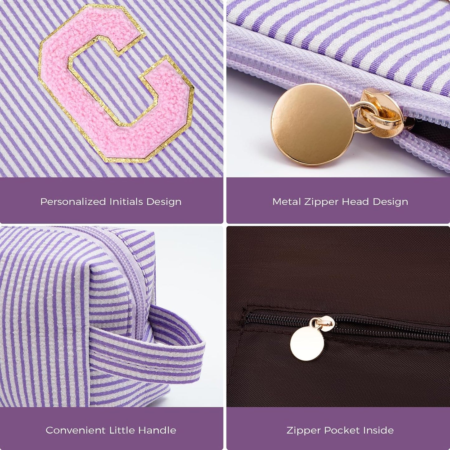 Customized Mothers Day Gifts - Birthday Gift for Mom,Gifts From Daughter,Mother in Law Gifts,Mama Gift Idea,Makeup Bag Set Cosmetic Bag - Lavender,C