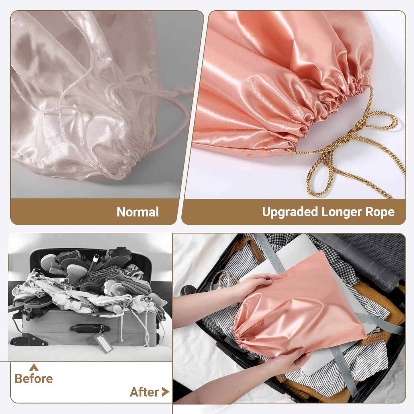 Ewen 7 Pack of 11.8x15.7in Pink Orange Dust Bags for Shoes, Satin Purse Storage Bags, Pouches Covers for Travel, Dust Cover Bag for Handbag, Closet Organizer Protectors, Silk Cloth Bag with Drawstring