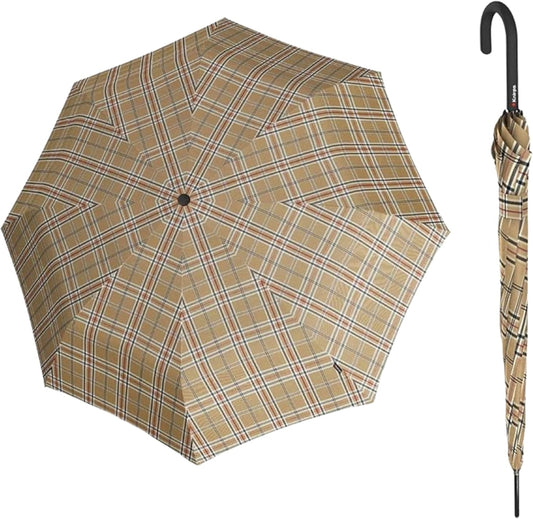 Knirps T.760 Stick Automatic Auto Open Rain Umbrella With Curved Handle - Windproof Travel Cane With Automatic Open Button - For Adults - 107cm Diameter