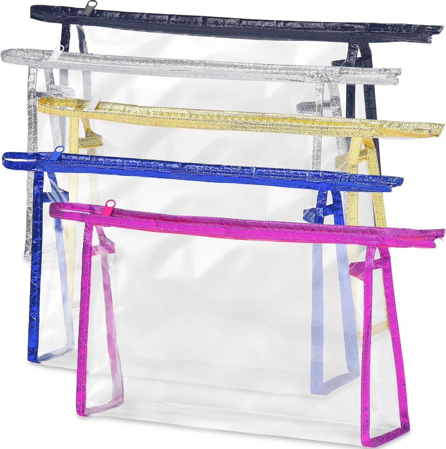 5 Pack Clear Cosmetic Bags Makeup Bags Set Waterproof PVC Clear Toiletry Bag with Zipper, Makeup Organizer Storage Pouches Fit Carry-on Travel Essentials