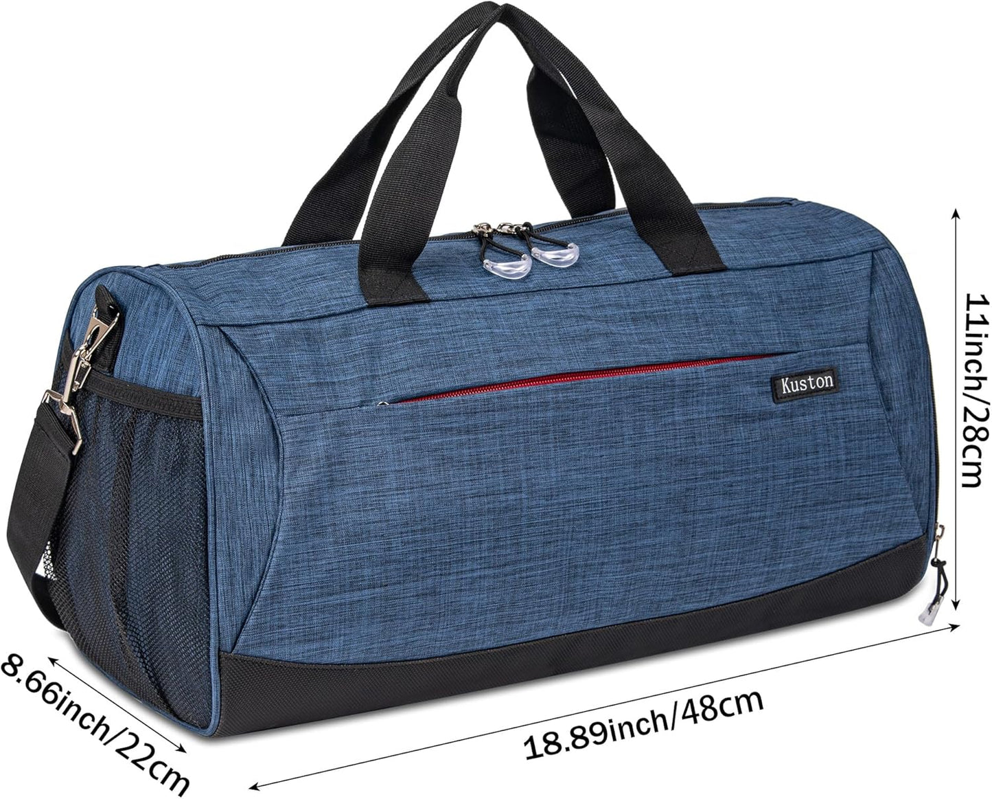 Kuston Sports Gym Bag with Shoes Compartment, Trolley Sleeve and Wet Pocket Gym Duffel Bag Overnight Bag-Upgraded