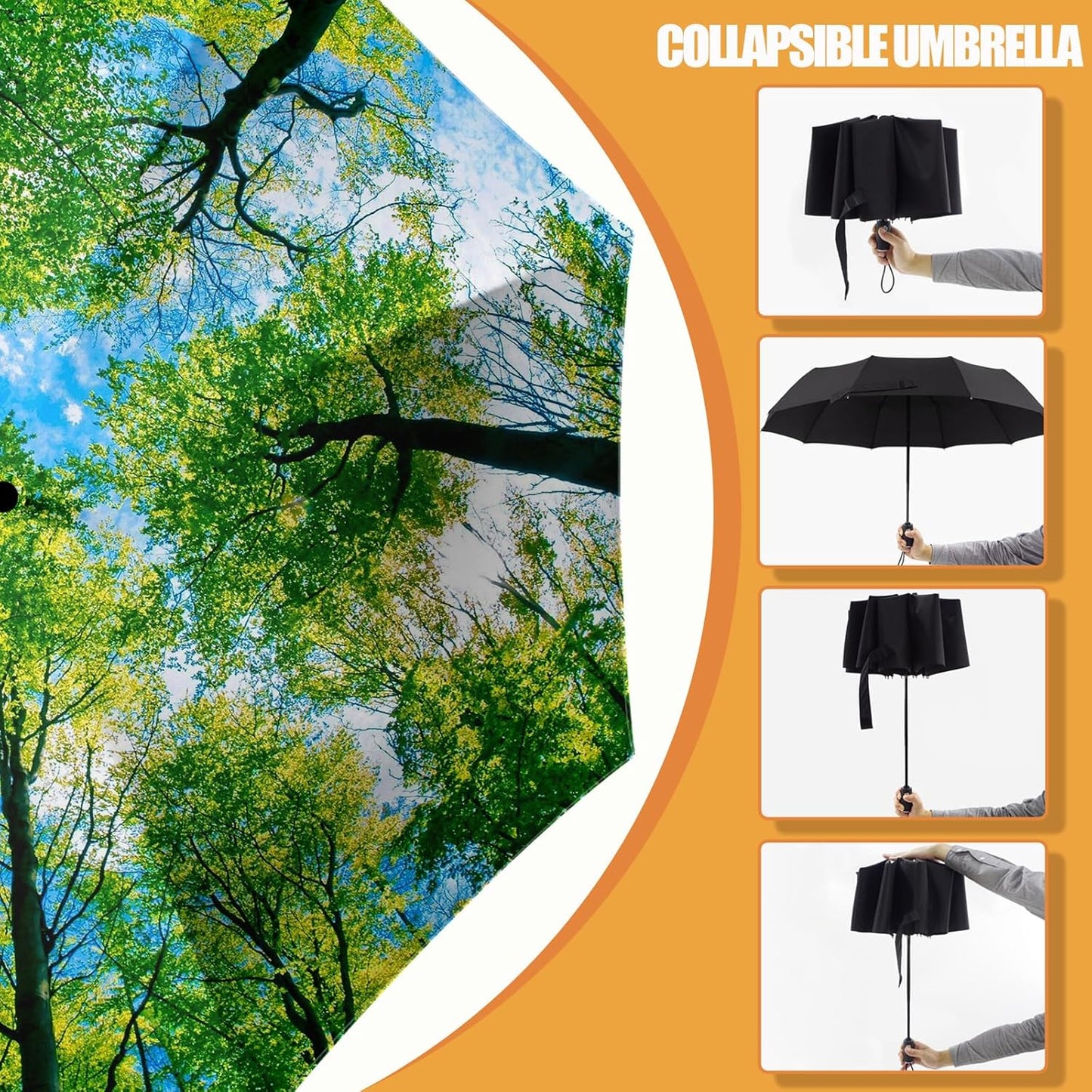 Small Compact Travel Automatic Folding Umbrella for Women, Portable Lightweight, Rain, Wind, UV Sun Shade