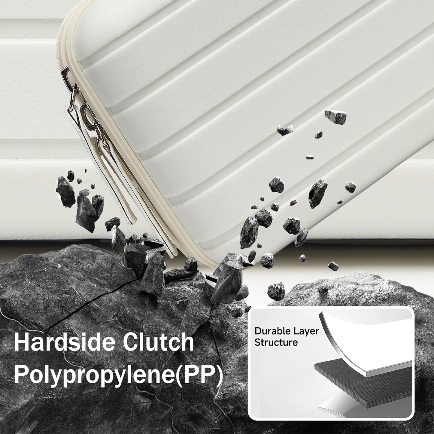 Somago Hard Shell Suitcase Handbag with Adjustable Strap Mini Cosmetic Handbag Cell Phone Purse Bag for 6.9" Shoulder Bag(Creamy White)