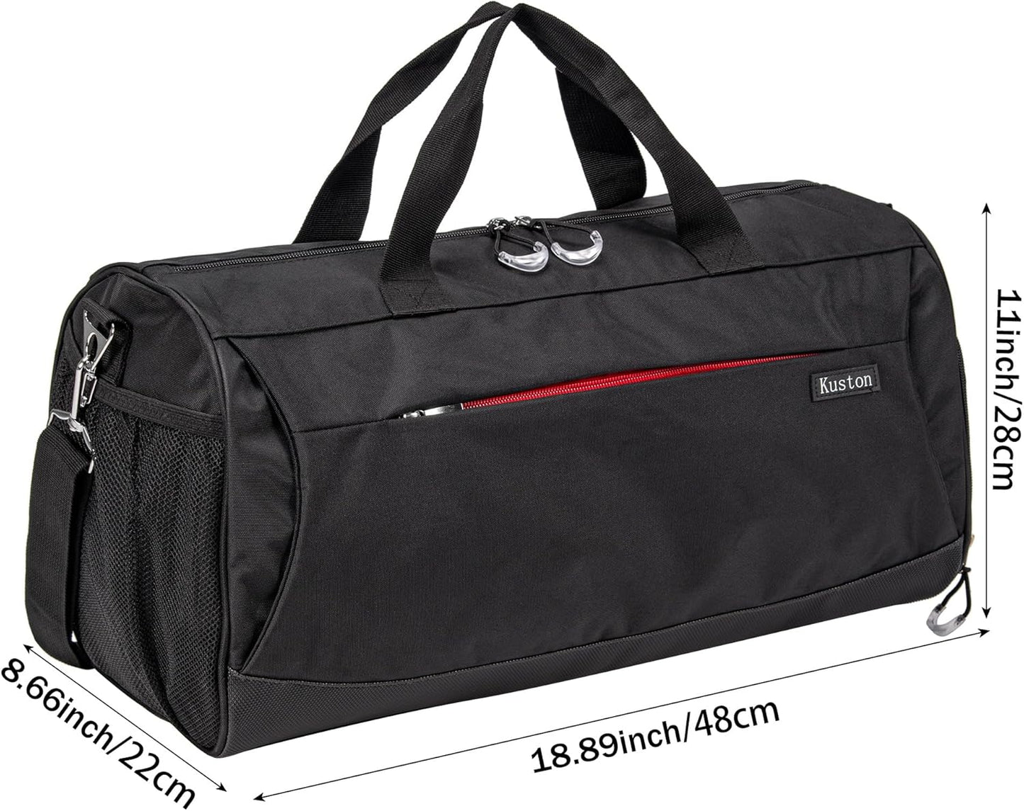 Kuston Sports Gym Bag with Shoes Compartment, Trolley Sleeve and Wet Pocket Gym Duffel Bag Overnight Bag-Upgraded