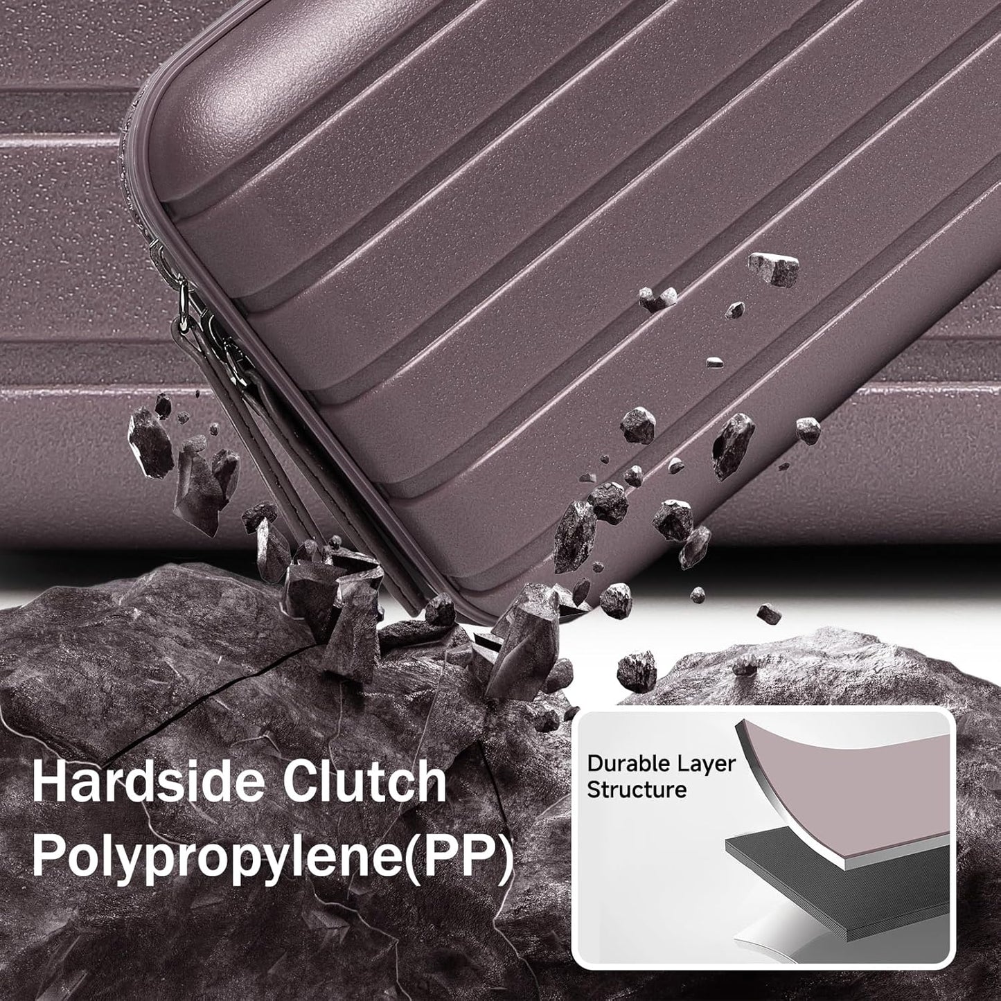 Somago Hard Shell Suitcase Handbag with Adjustable Strap Mini Cosmetic Handbag Cell Phone Purse Bag for 6.9" Shoulder Bag(Elegant Purple)