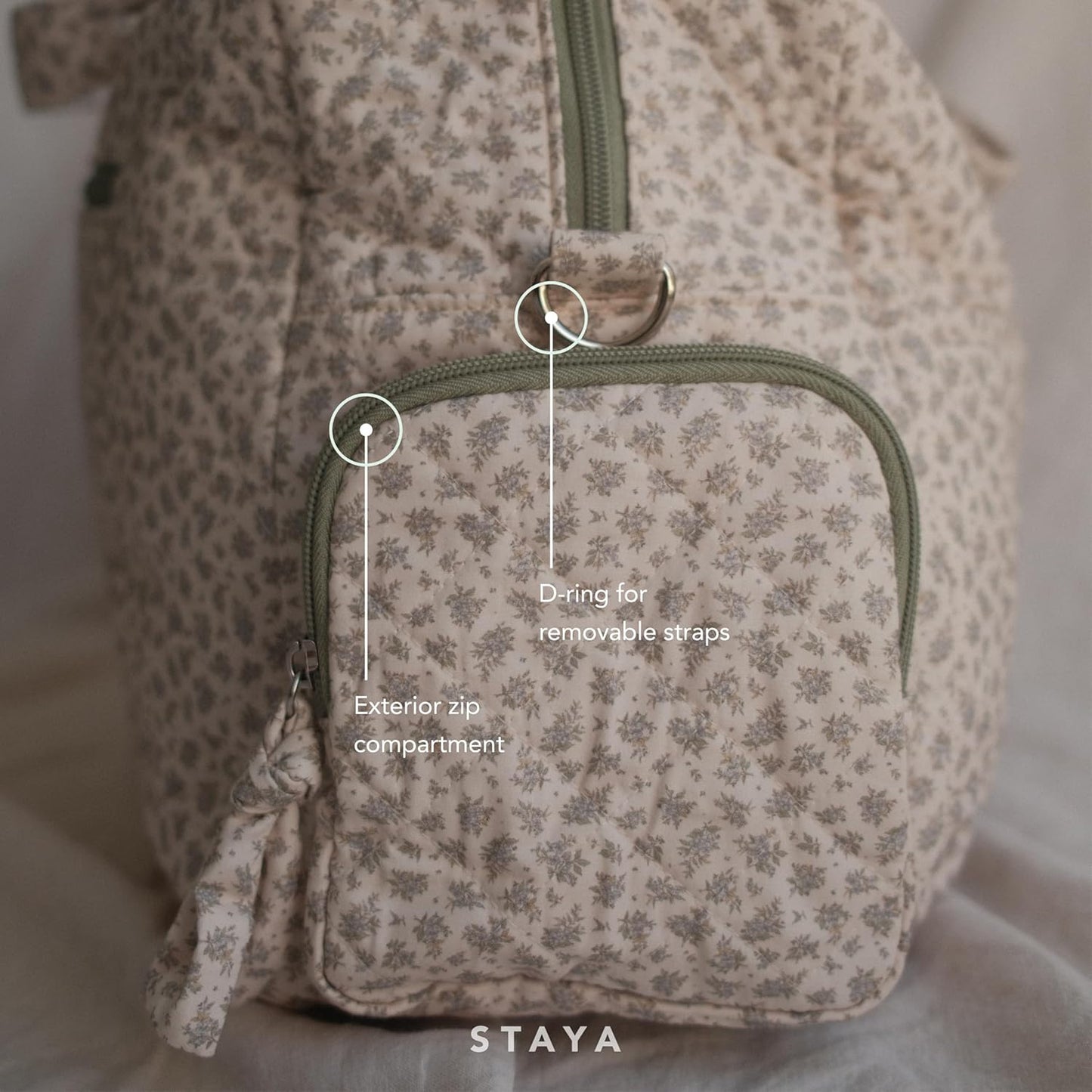 Staya Quilted Duffle Bag - Perfect Travel Companion, Quilted Weekender Bag for Women, (Sweet Pea)