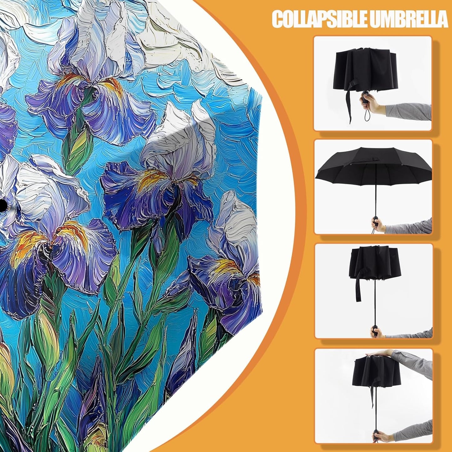 Small Compact Travel Automatic Folding Umbrella for Women, Portable Lightweight, Rain, Wind, UV Sun Shade