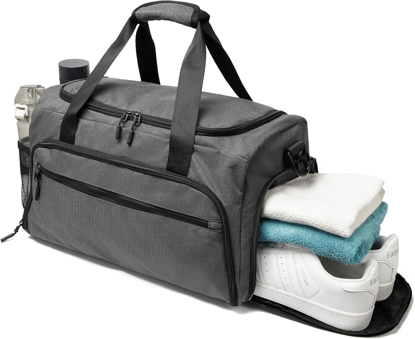 Gym Bag for Men Women, Small Fitness Workout Sports Bag with Wet Pocket & Shoes Compartment, Water Resistant Overnight Weekender Duffel Bag