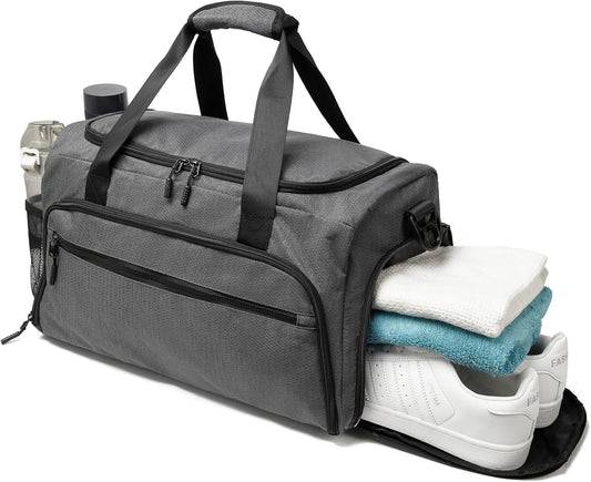 Gym Bag for Men Women, Small Fitness Workout Sports Bag with Wet Pocket & Shoes Compartment, Water Resistant Overnight Weekender Duffel Bag