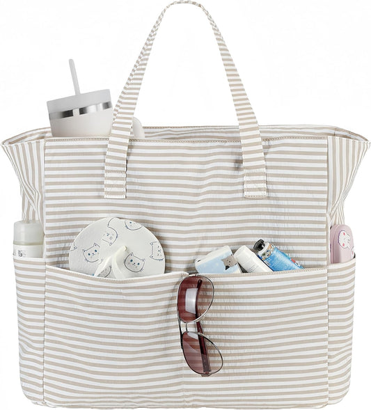 LEDAOU Beach Bag Waterproof Sandproof Women Tote Bag Pool Bag with Zipper for Gym Grocery Travel with Wet Pocket