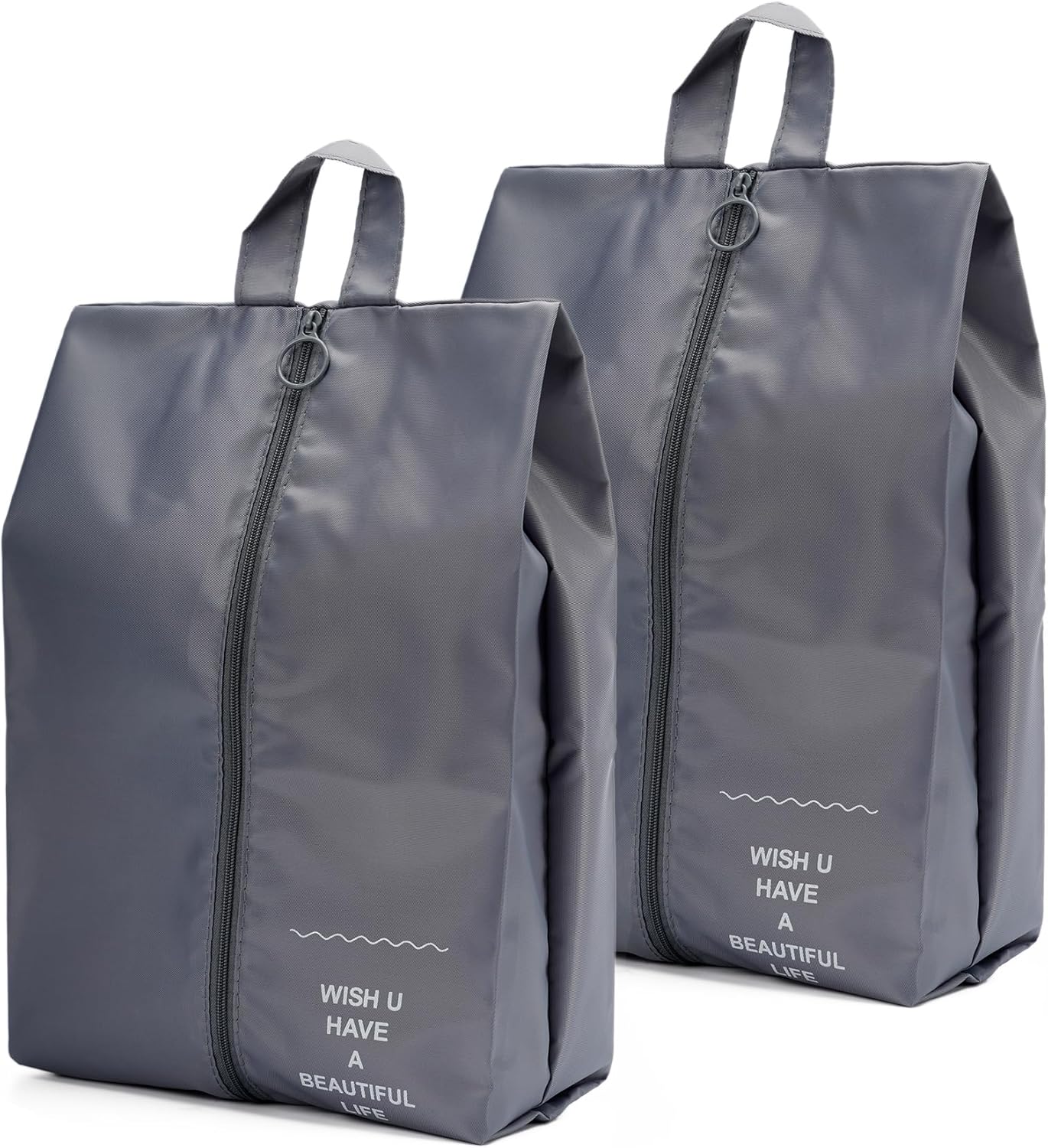 Shoe Bags for Travel, 2 Pack Large Multi-color Shoe Bags for Men Women, Waterproof Portable Shoe Organizer bag with Sturdy Zipper (Grey)