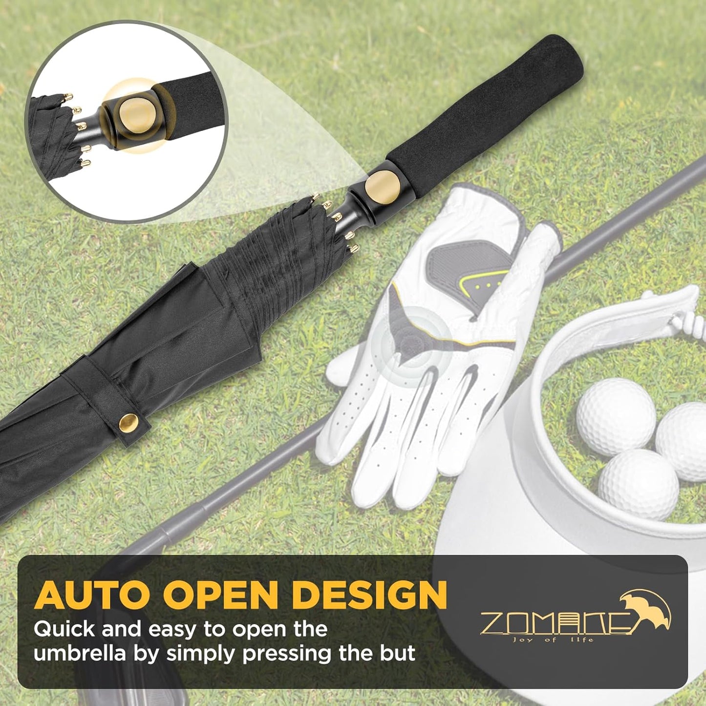 ZOMAKE Golf Umbrella Windproof, Extra Large Oversized Heavy Duty Double Canopy for Rain, Sports Games & Push Cart(51/54/62/68/72Inch)