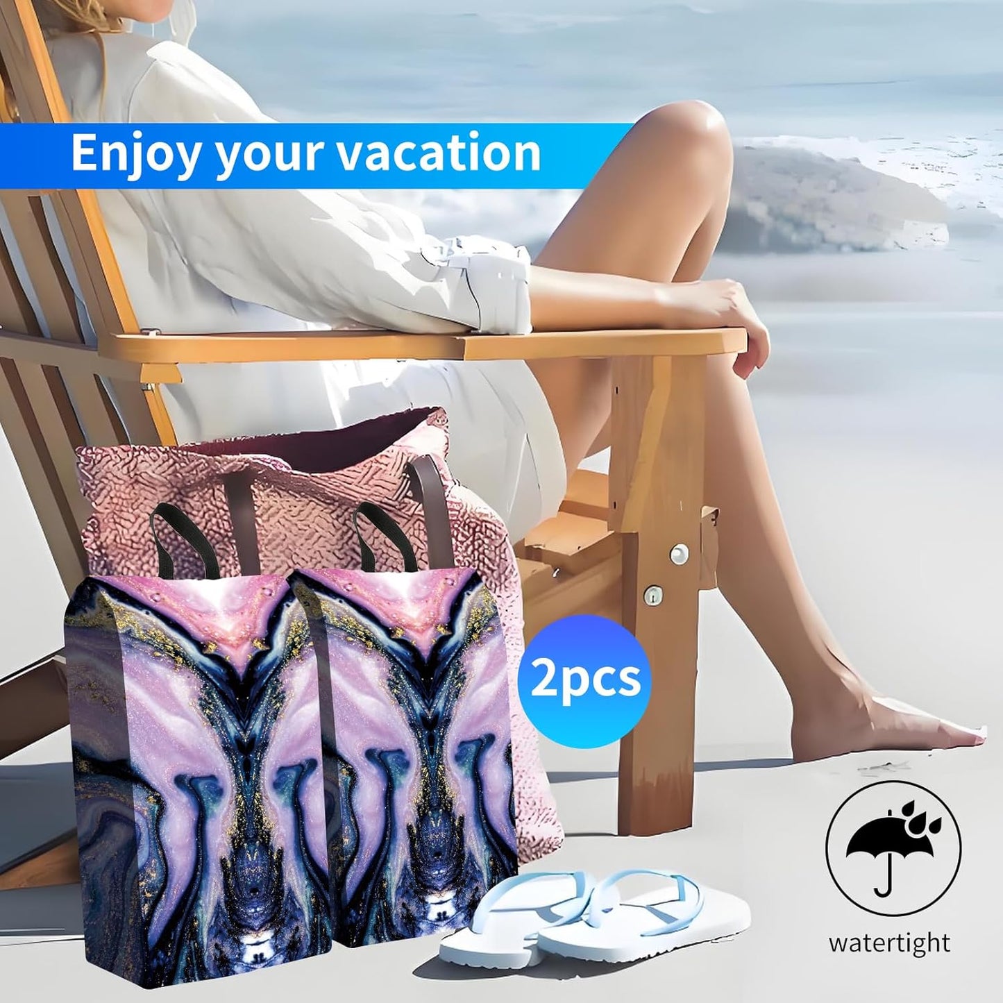 2pcs Shoe Organizer for Travel, Packing Shoe Travel Bags, Cute Shoe Bag with Zipper & Handle, Portable Travel Essentials for Women and Men Purple Marble