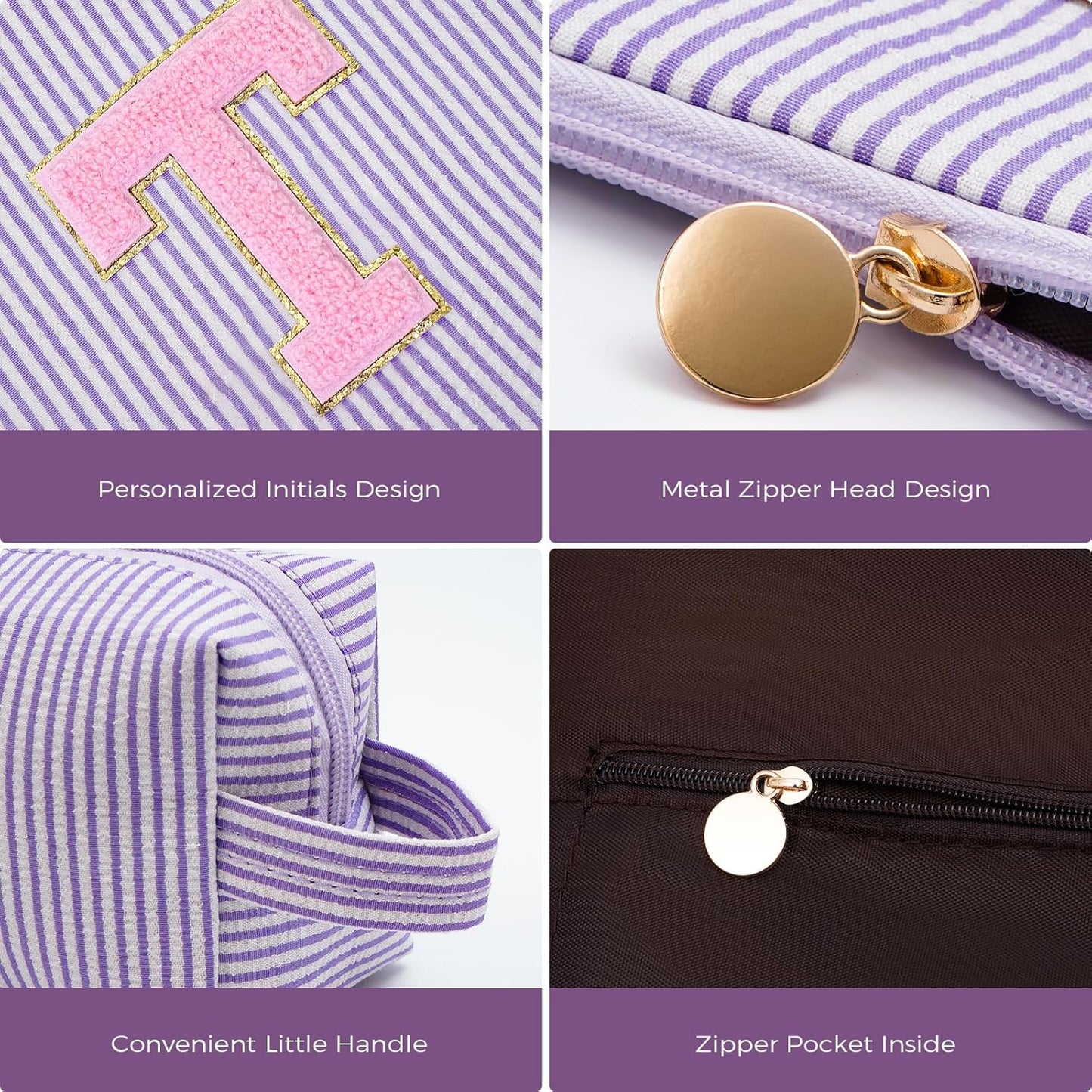 Teacher Appreciation Gifts,Thank You Gifts from Students,Birthday Teacher Retirement Gifts for Women,Teachers Day Gift Ideas,Makeup Bag Set Cosmetic Bag - Lavender,T