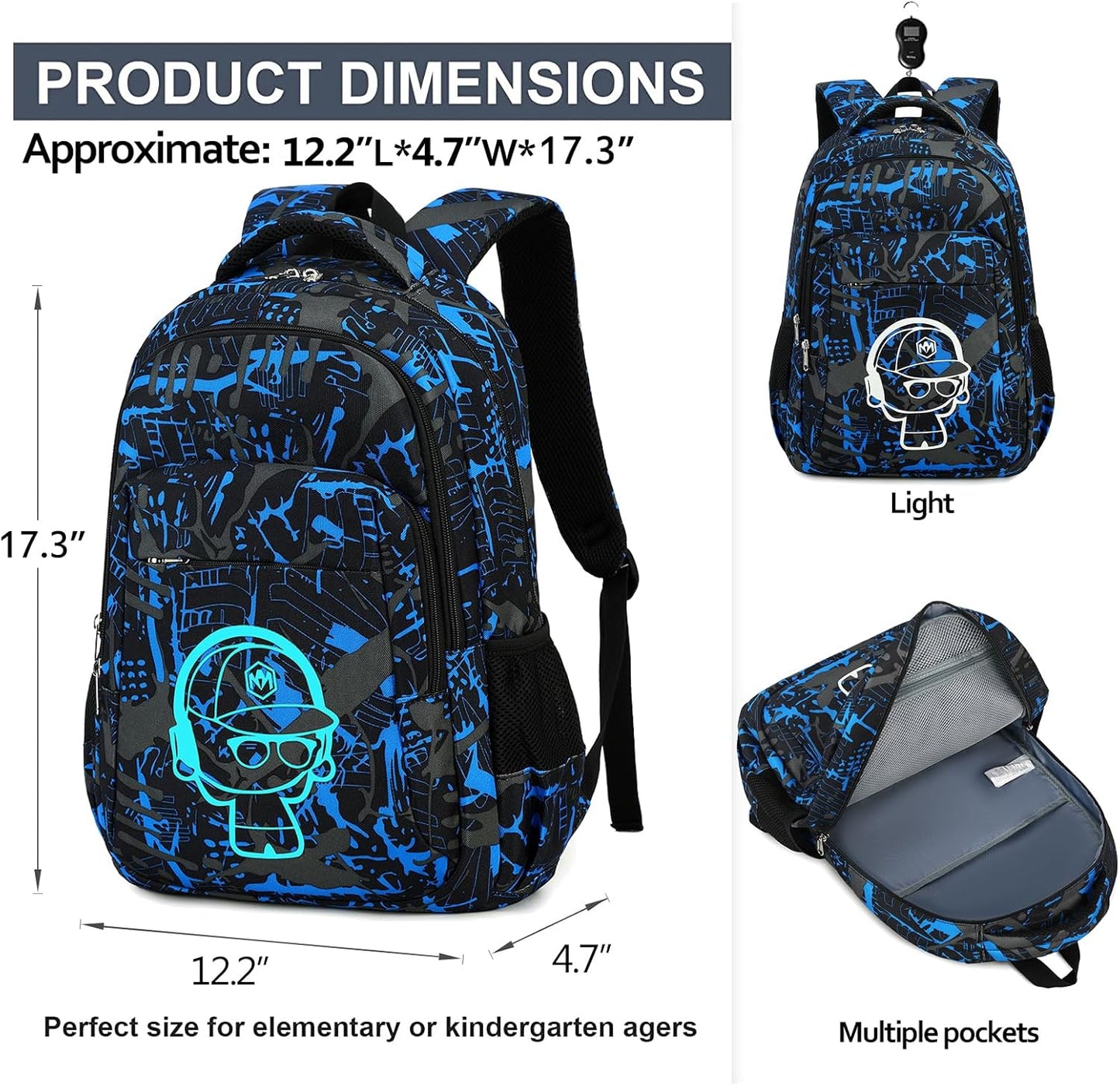 LEDAOU School Backpack for Boys Girls Kids Bookbag Elementary Primary Middle School Bag Travel Back Pack for Ages 6-14