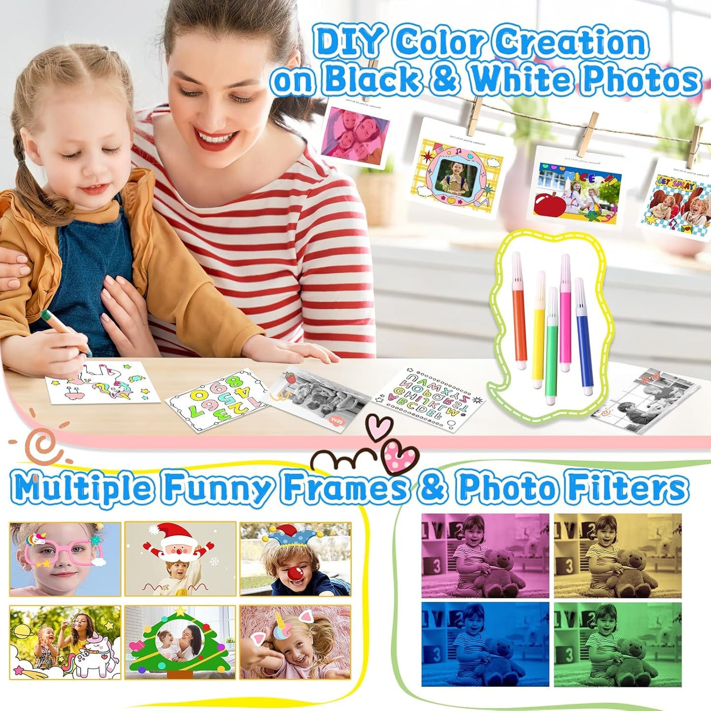 Kids Camera for Boys, 1080P Instant Print, Kids Christmas Birthday Gifts, Blue