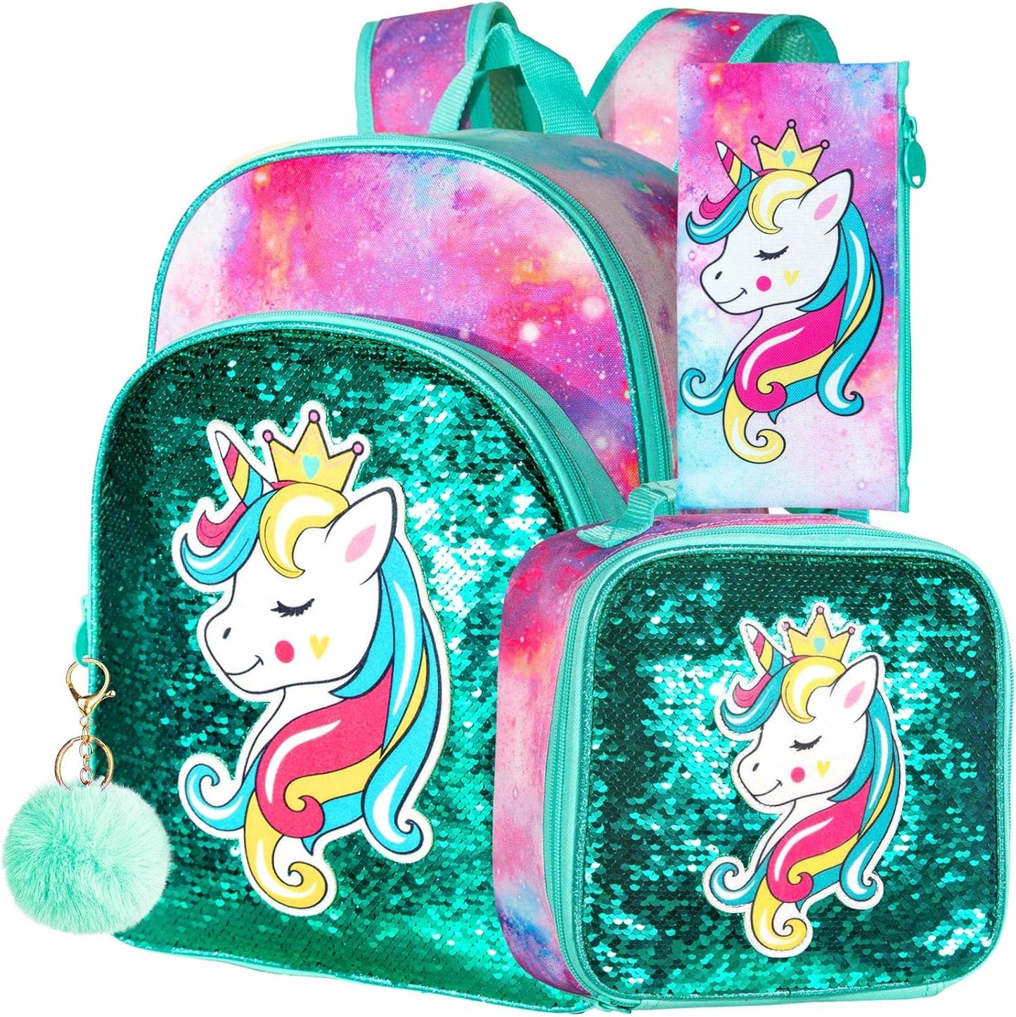 16" Backpack for Girls Boys 4-8, 3Pcs Kids Bookbag Set with Lunch Box, School Bag for Preschool Kindergarten
