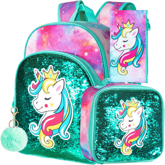 16" Backpack for Girls Boys 4-8, 3Pcs Kids Bookbag Set with Lunch Box, School Bag for Preschool Kindergarten