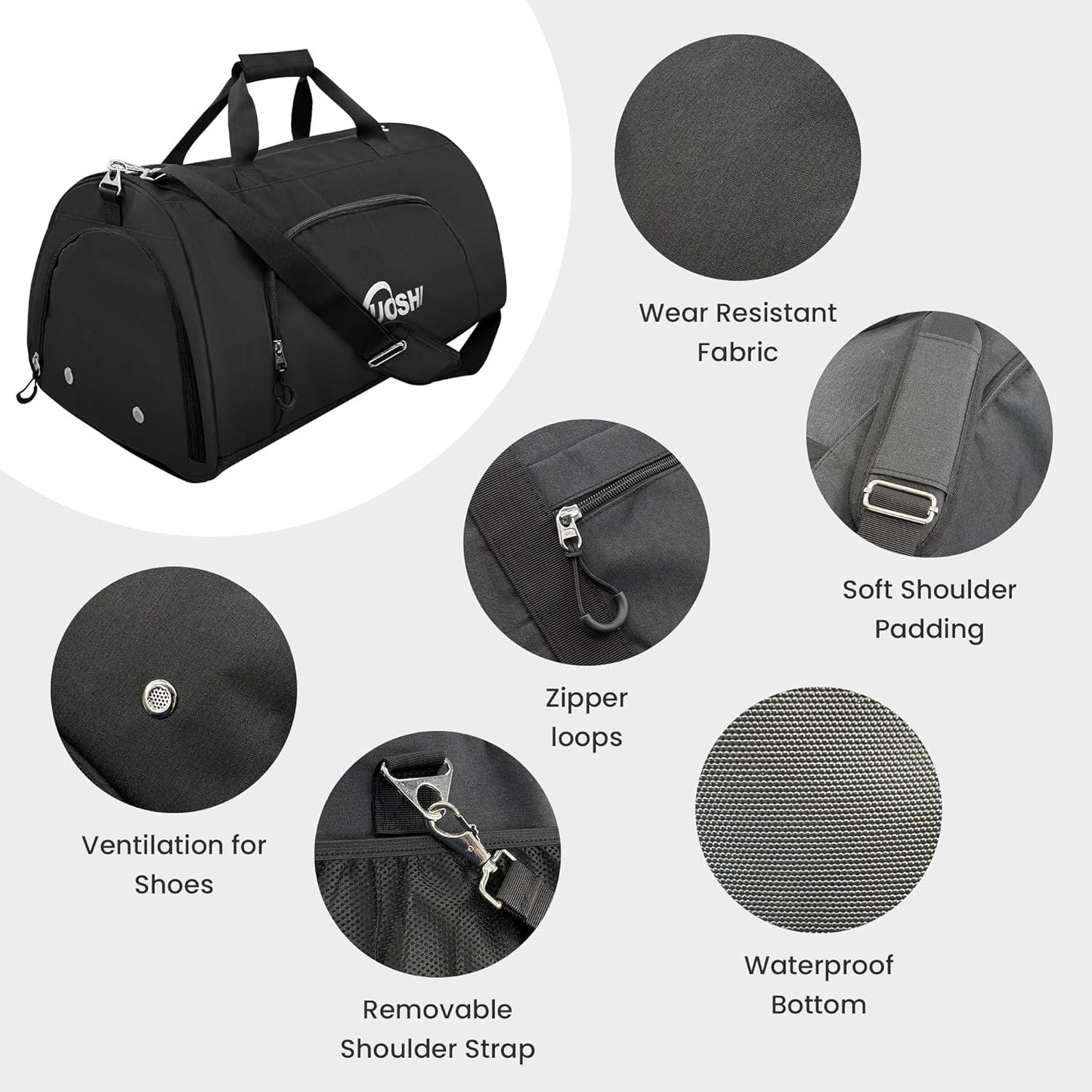Gym Duffle Bag for Men & Women Water-Resistant-Sports Travel Bag with Ventilated Shoe Compartment & Wet Pocket, 56L Large Weekender Overnight Bag
